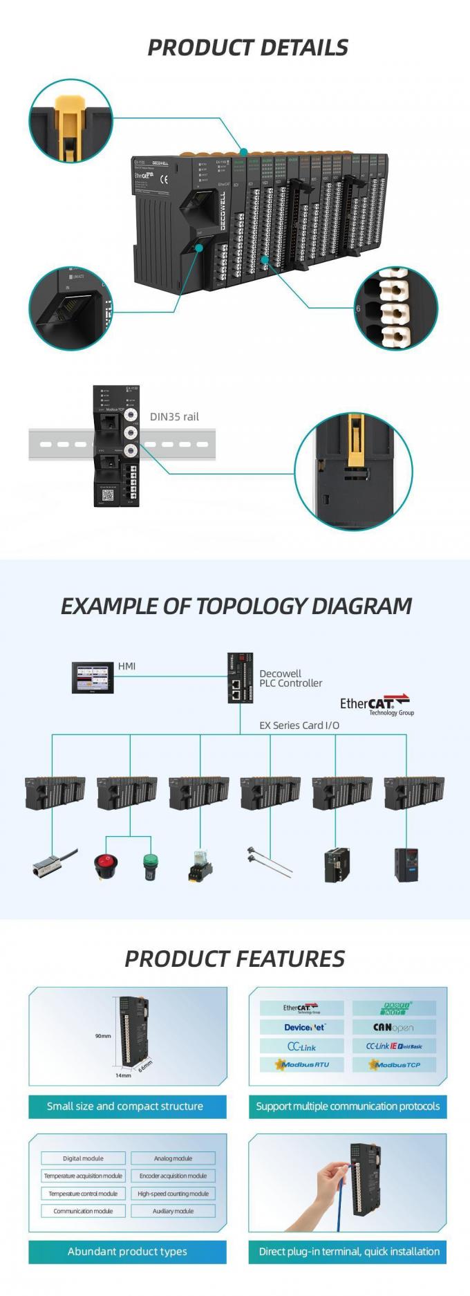 ODM Modbus TCP Remote I/O Gateway Adapter EX-1130 IO Module For Data ...
