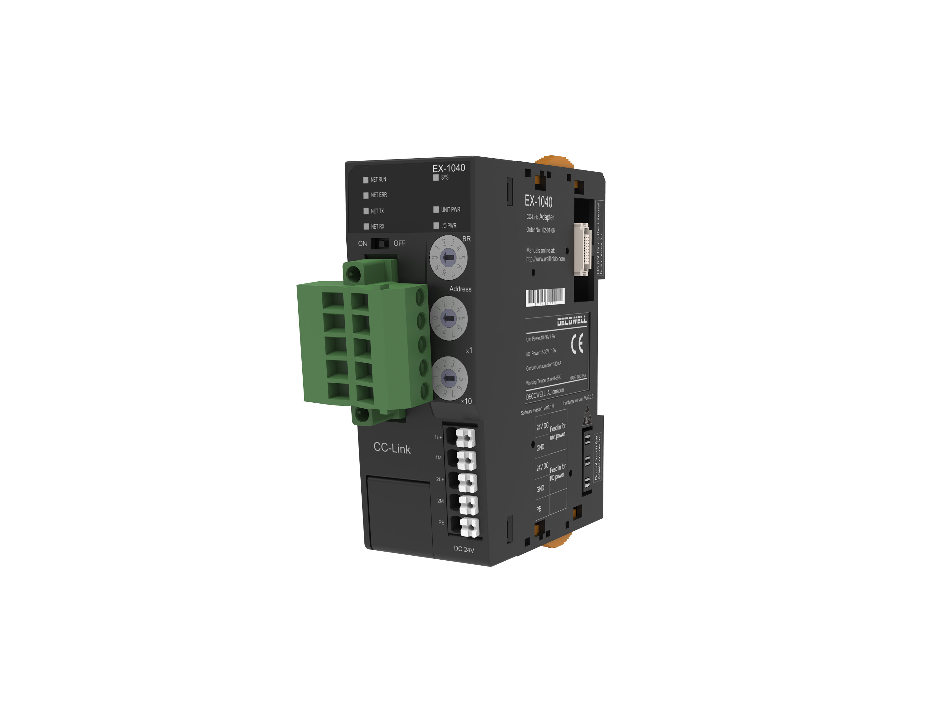 EX Series 24V Digital Input Module CC-LINK Network Adapter EX-1040 IP20 ...